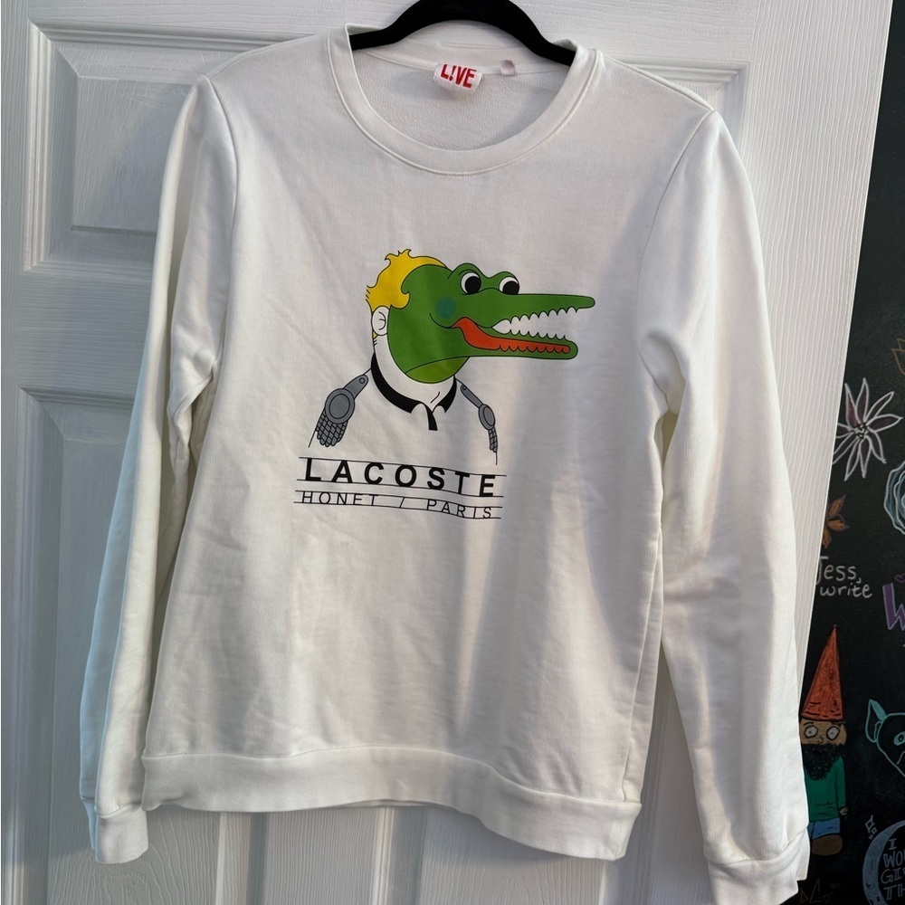 Rare Lacoste Live x Honet Paris Men’s 100% Cotton Crewneck Logo Sweater Size Sm - Picture 2 of 6